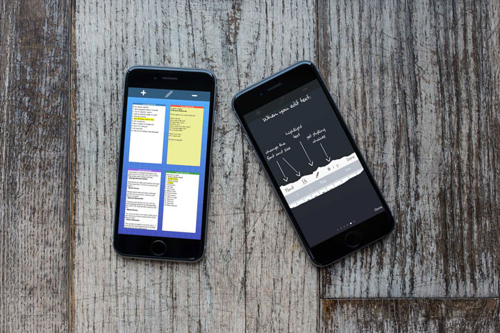 indxCards notecard editor shown on two iPhones